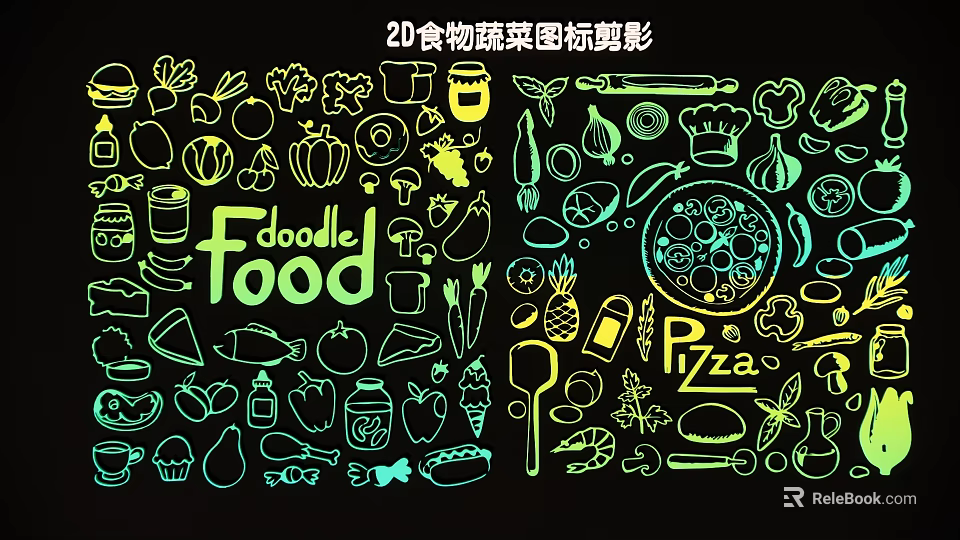 Decorative Pendants With 2D Food Vegetable Icon Silhouette For Kitchen Decor 3d model 