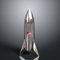Metallic Silver Rocket Model With American Flag For Space Exploration