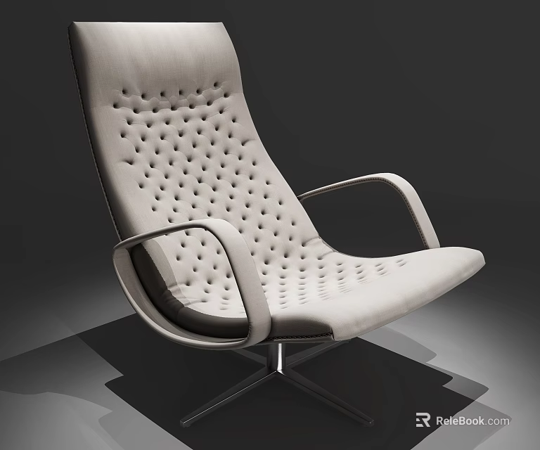 Modern Ergonomic Office Chair With Perforated Design Curved Armrests And Metal Base 3d model 