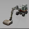 Wheeled Excavator With Front Bucket And Enclosed Cab On Gray Background