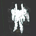 Game Movie Character Blue White Mech Robot With Mechanical Wings And Yellow Red Accents