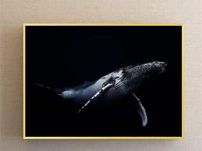 Whale Animal Painting with Detailed Marine Life on Dark Background 3d model