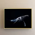 Whale Animal Painting with Detailed Marine Life on Dark Background