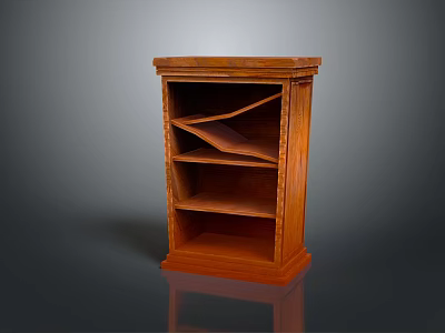 Wooden Open Storage Shelf with Three Tiers for Home Living Room Organization 3d model