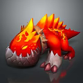 Red Orange Fiery Dragon With Spiked Flame Spines Glowing Eyes And White Claws