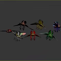 Colorful Flying Insects With Vibrant Wings And Various Patterns On Dark Gray Background