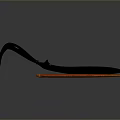 Ancient Weapons Featuring Black Curved Blade With Decorative Handle And Red Dagger With Carved Patterns
