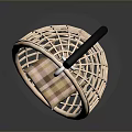 Bird Hanging Cage with Light Pink Woven Structure Black Stand and Circular Base