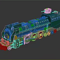 Vintage Green Steam Train Model with Classic Design and Detailed Metal Wheels