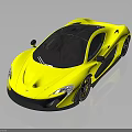 Yellow Supercar Sleek Aerodynamic Design With Black Roof And Black Wheels