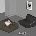 Nordic Lazy Sofa Combination Single Sofa 3d model
