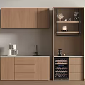 Modern Open Concept Kitchen Sideboard Design With Wooden Cabinets And Storage