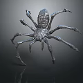 Metallic Spider 3D Rendered With Detailed Mechanical Legs And Shiny Surface On Dark Background