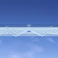 White Geometric Grid Structure As Architectural Roof Component With Sky Background