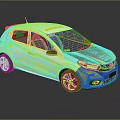 White And Yellow Sporty Hatchback Car With Racing Inspired Design And Black Wheels