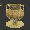 Ancient Amphora With Two Handles And Colorful Animal Plant Patterns On White Base
