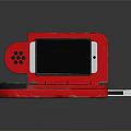 Red Handheld Game Console With Dual Screens Clamshell Design And Control Buttons 3d model