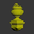 Succulent Plant Growing in Carved Decorative Planter with Pedestal Base and Ornate Details