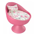 Pink Single Sofa With Floral Pattern Upholstery And Swivel Round Base