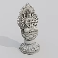 Intricate Stone Guanyin Sculpture Featuring Multi Armed Design And Lotus Base Carving