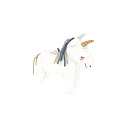 Cute White Unicorn Plush Doll With Golden Horn And Colorful Mane Tail