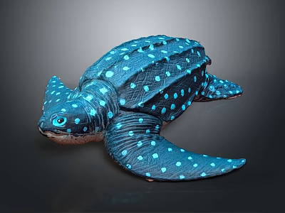 Vibrant Blue Reptile Turtle Showcasing Bright Blue Spots On Shell And Flippers 3d model