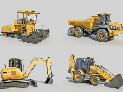 Heavy Duty Construction Utility Vehicles Including Paver Dump Truck Excavator And Loader 3d model