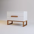 White Minimalist Chest of Drawers With Wooden Handle and Legs Design