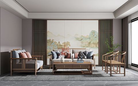 New Chinese Living Room 3d model