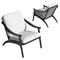 Modern Leisure Chair With Black Frame And Light Colored Cushion Armrest Design
