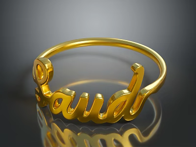 Shiny Gold Ring Accessory With Laud Letter Design For Daily Use 3d model