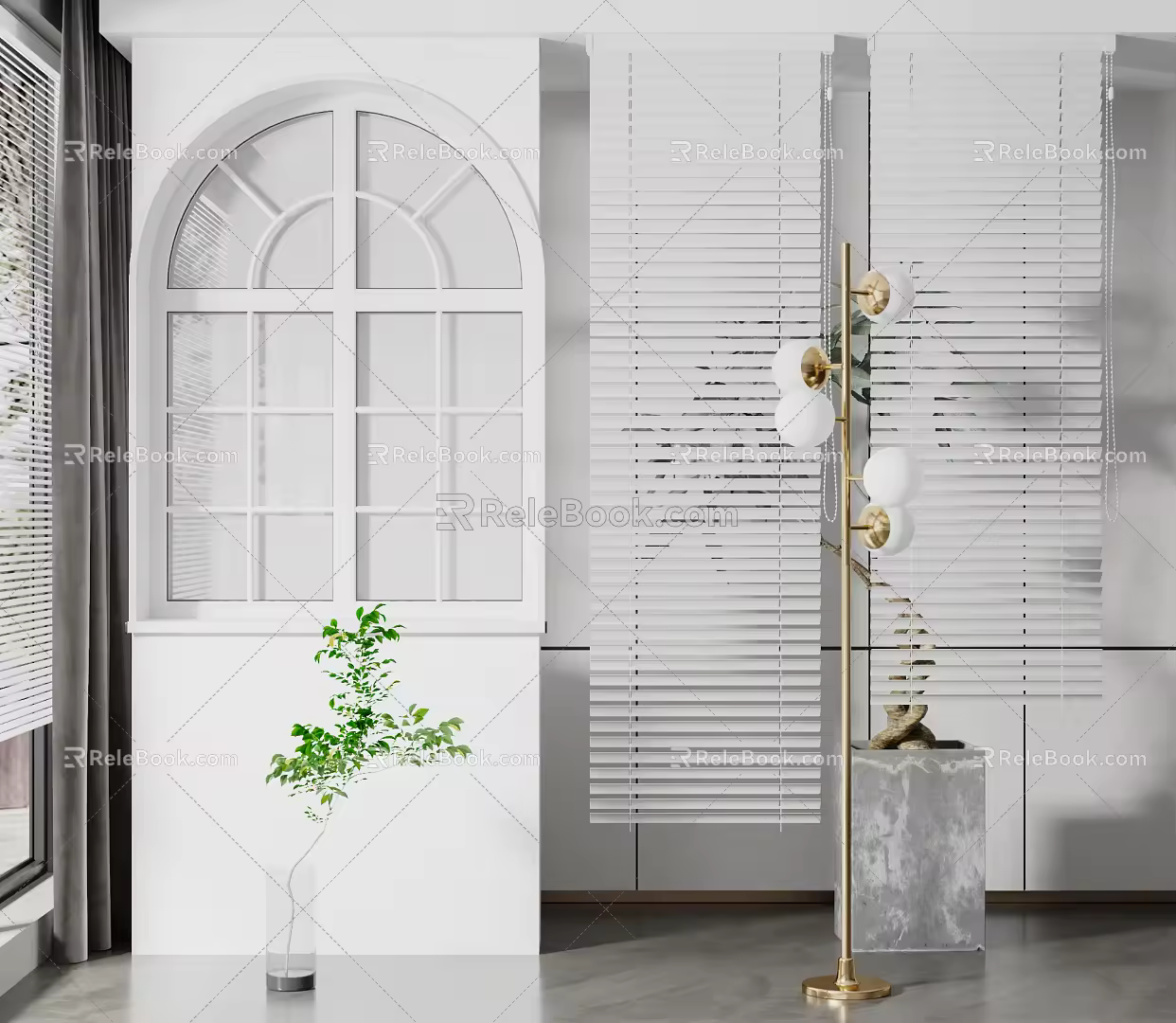 Simple European window blinds combination 3d model