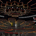 Modern Themed Stage With Illuminated Decor And Audience Area 3d model