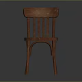 Classic Wooden Dining Chair With Slatted Back And Curved Brown Legs Design