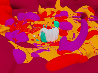 Artistic Colorful Ear Design With Vibrant Red Purple Yellow Abstract Patterns 3d model