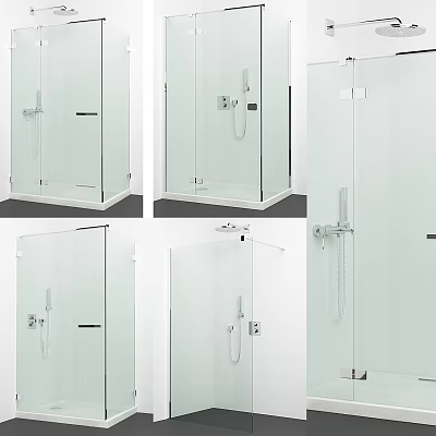 Modern Shower Enclosure Designs With Glass Doors And Chrome Fixtures 3d model