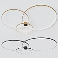 Sleek Modern Ceiling Lights with Circular Ring Design in Gold and Black Metal Frames 3d model