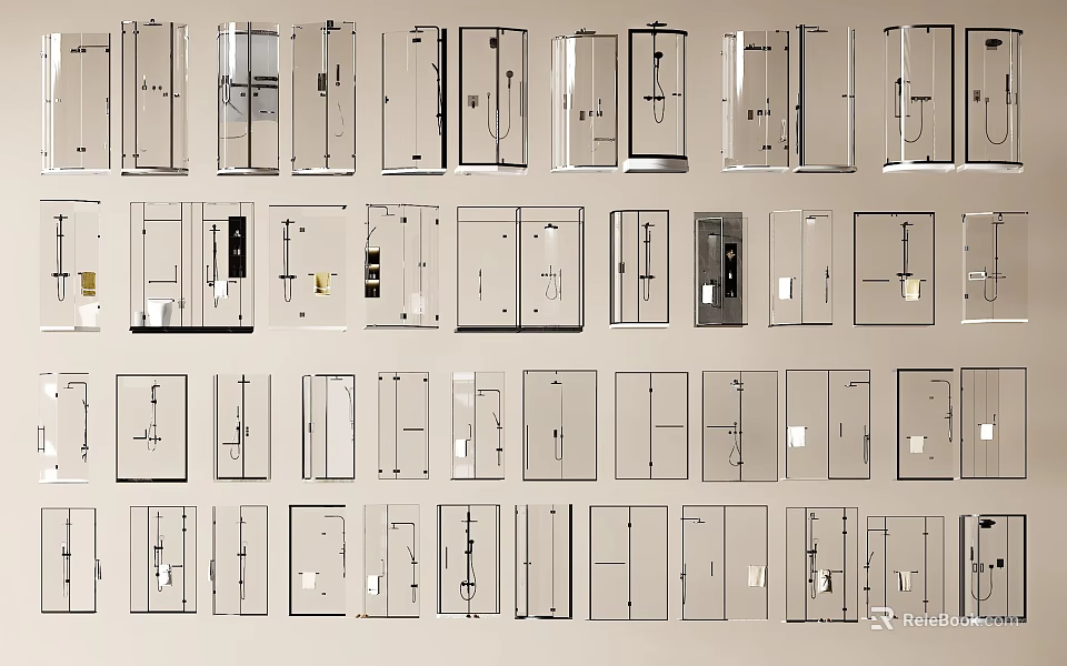 Shower Sauna Glass Door Designs With Various Styles And Bathroom Components 3d model 