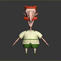 Funny Cartoon Character With Red Hair Beard White Shirt And Green Shorts