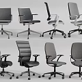 Various Ergonomic Office Chairs With Multiple Designs And Wheeled Bases For Workspace