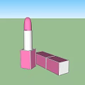 Pink Lipstick Cosmetics With Silver Tube And Square Packaging Design