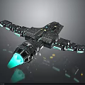 Futuristic Cosmic Spaceship Design With Glowing Blue Engine And Detailed Structure