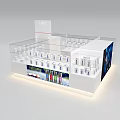 Modern Display Shelves With Transparent Glass White Design LED Lighting Display Compartments And Large Screen Background