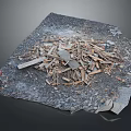 Mixed Waste Pile Containing Wood Chips Gravel And Scattered Debris On Gray Ground