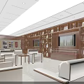 Modern Conference Room Interior With Wooden Bookshelves Leather Sofas And Large Screen TV