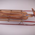 Wooden Playground Equipment With Red Frame Sled Design For Outdoor Winter Kids Fun