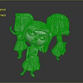 Three white cartoon girl figures standing in different poses with varied expressions