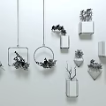 Decorative Hanging And Wall Mounted Bonsai Potted Plants With Various Shaped Containers