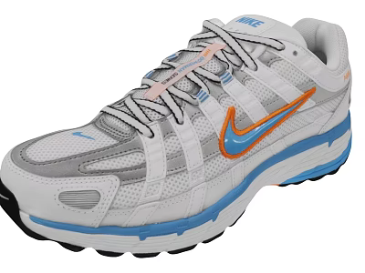 Nike Sports Sneakers White Gray With Blue Orange Accents Side Logo And Multi Colored Laces 3d model