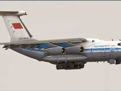 APROSPOT Silver Blue Livery Passenger Plane With Red Tail Logo And Four Engines In Flight 3d model